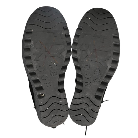 Fly London Yama black suede wedge ankle boots with tie back - Picture 8 of 10